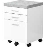 File Cabinet w/ 3 Drawers in White & Cement Look